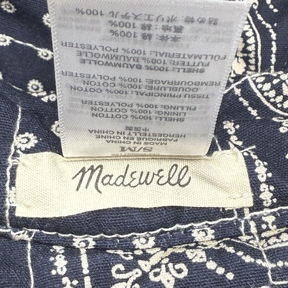 Madewell Reversible Quilted Bucket Hat In Twilight Cream Navy Paisley Size S/M - Picture 9 of 10